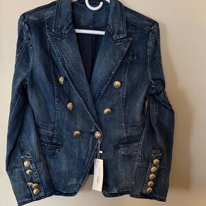 Sarah Ashley Women's Double-Breasted Denim Jacket